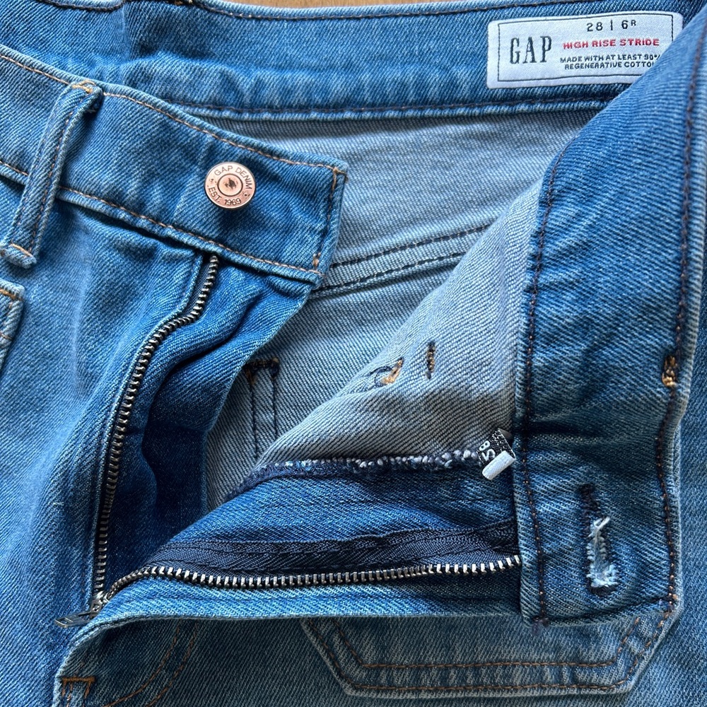 GAP High Rise Stride Wide-Leg Jeans Women’s Size 28/6 Regular. Color Medium Wash - Picture 6 of 12